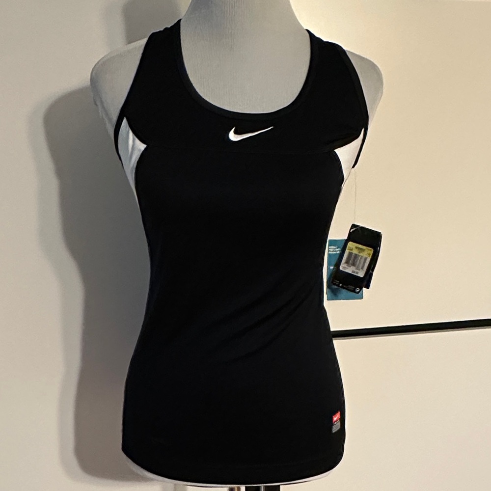 NWT Nike Women's Black Tank Top with White Accents